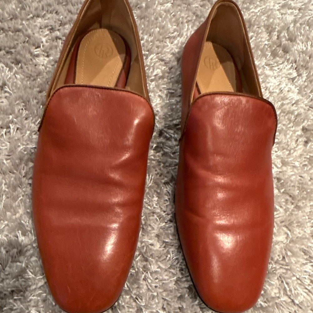 The Row Women’s Leather Slip-On Loafers in Rust Orange - Picture 3 of 5
